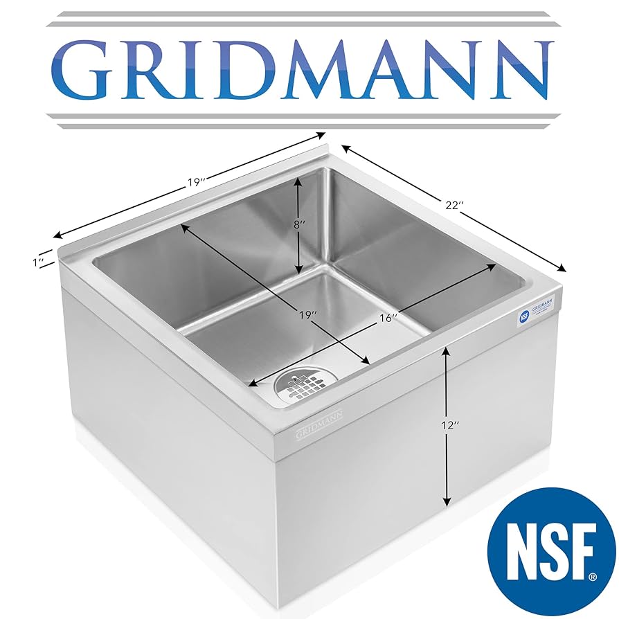 山水19 GRIDMANN Stainless Steel Floor Mop Sink - 19